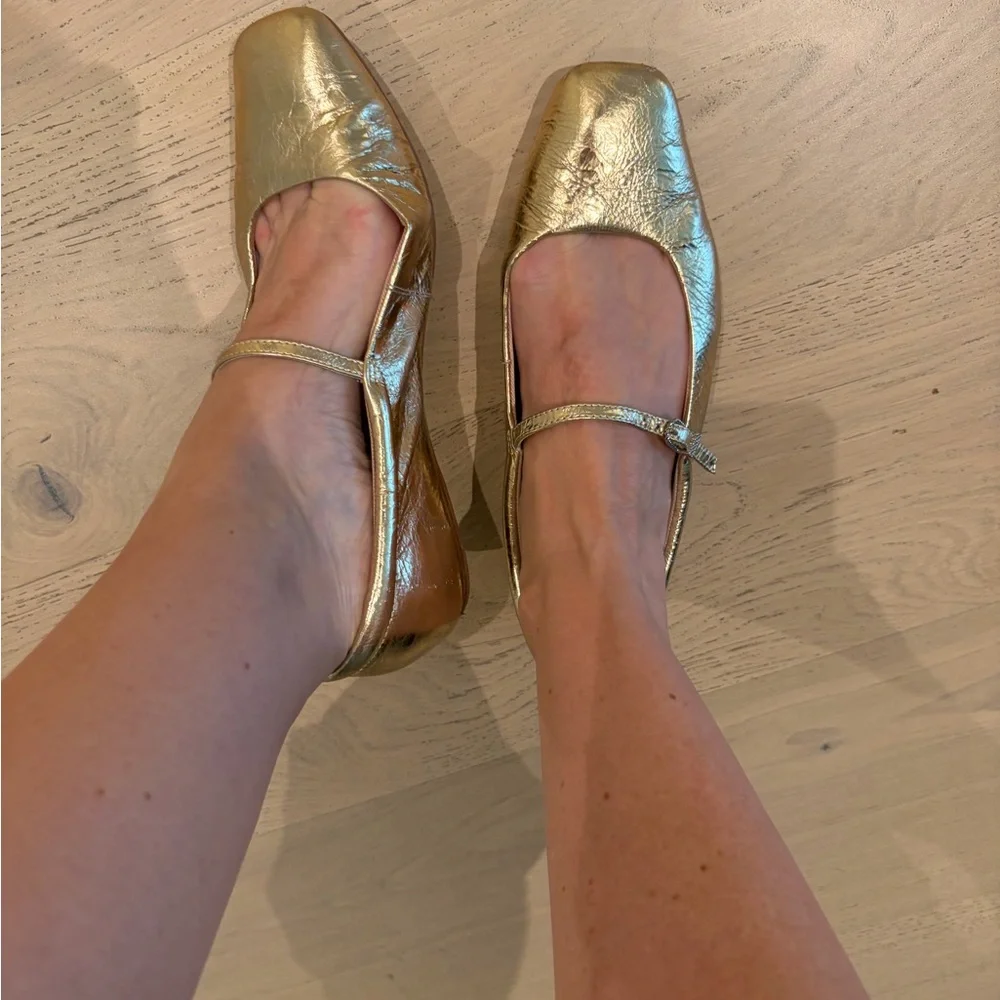 Gold Metallic Mary Jane Flats - Women's Ballet Shoes